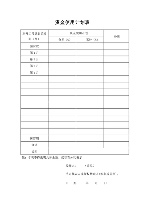 资金使用计划表