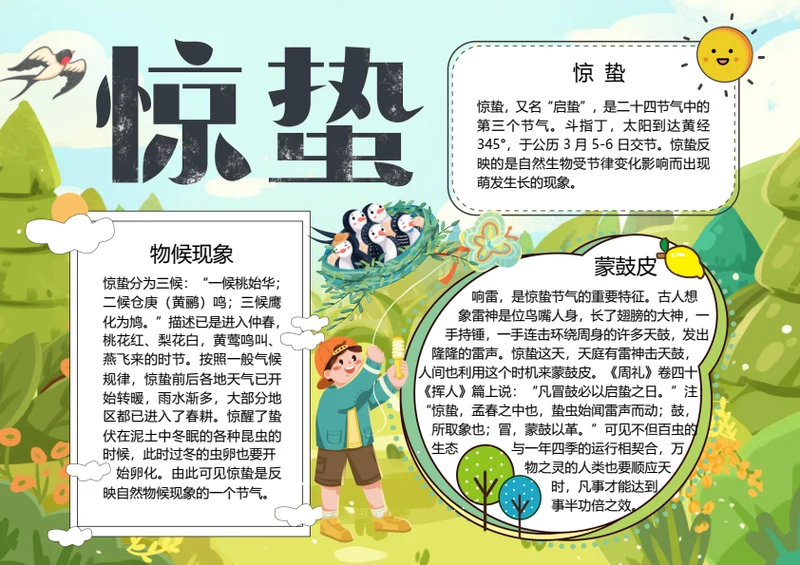 二十四节气惊蛰word小报