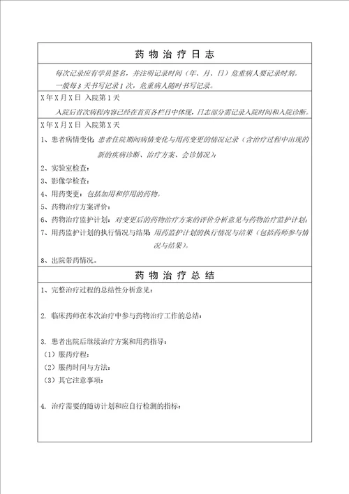 齐鲁医学模板教学药历格式