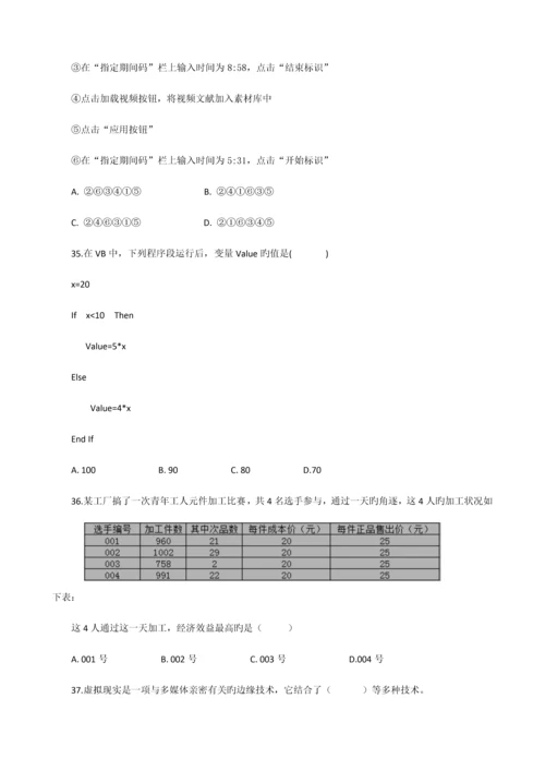 2023年重庆市普通高中学生学业水平考试信息技术练习题高清图.docx