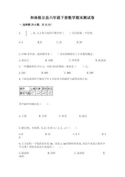 和林格尔县六年级下册数学期末测试卷精品附答案.docx