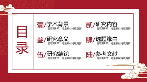 中国风国潮红色论文答辩PPT