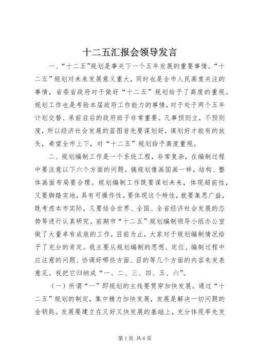 十二五汇报会领导发言.docx