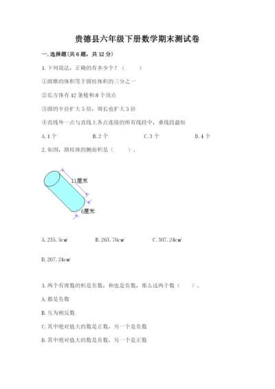 贵德县六年级下册数学期末测试卷最新.docx