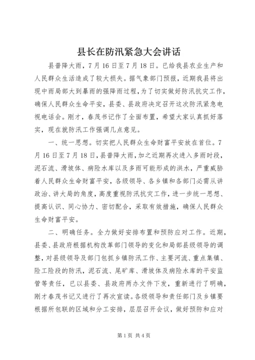 县长在防汛紧急大会讲话.docx