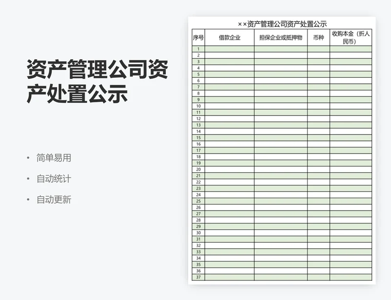 资产管理公司资产处置公示