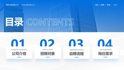 蓝色商务风企业招聘目录页4项