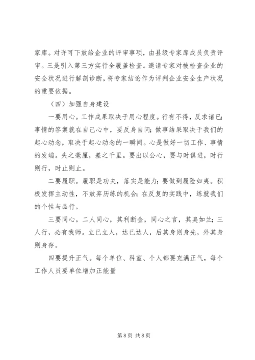 县安监局XX年工作思路汇报会发言稿.docx