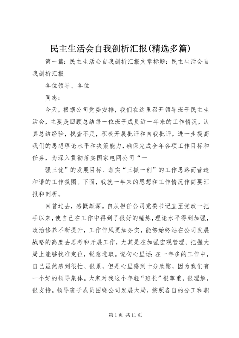 民主生活会自我剖析汇报(精选多篇).docx