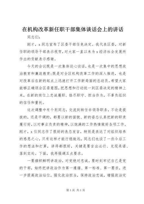 在机构改革新任职干部集体谈话会上的讲话.docx