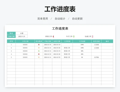 工作进度表
