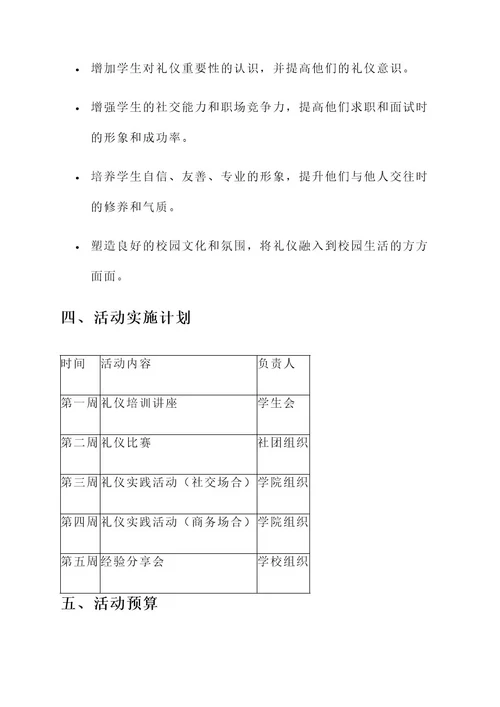 各大高校礼仪活动策划书