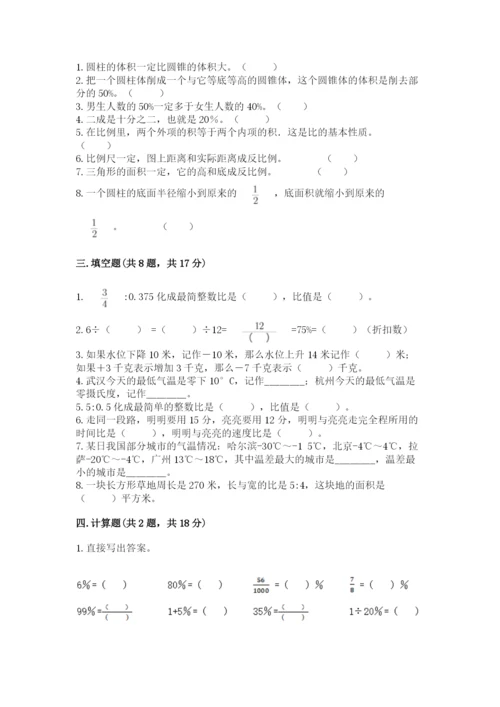 人教版六年级下册数学期末测试卷（模拟题）word版.docx