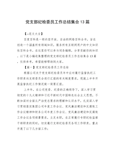 党支部纪检委员工作总结集合13篇.docx