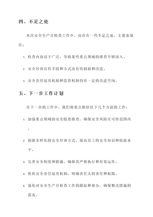 安全生产月检查工作汇报