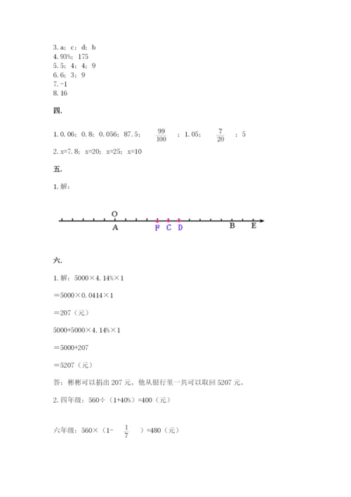 最新人教版小升初数学模拟试卷及参考答案【实用】.docx