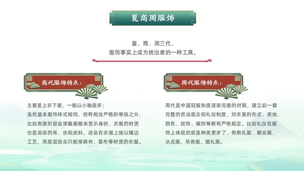 绿色国潮风中华服饰文化服装发展史文化讲座PPT