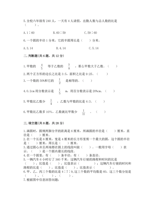 人教版六年级上册数学期末测试卷附答案（完整版）.docx