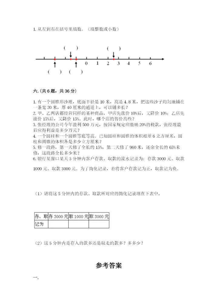 小升初数学综合练习试题附参考答案（巩固）.docx