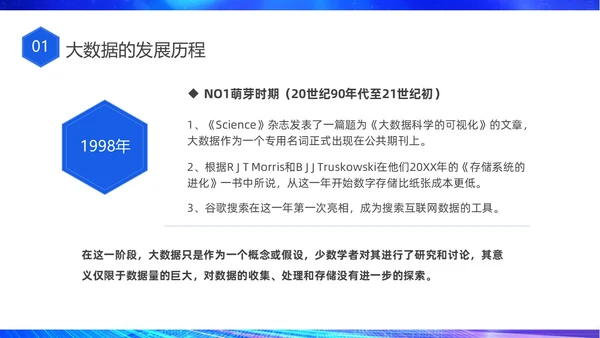 蓝色网络科技风大数据发展史介绍PPT