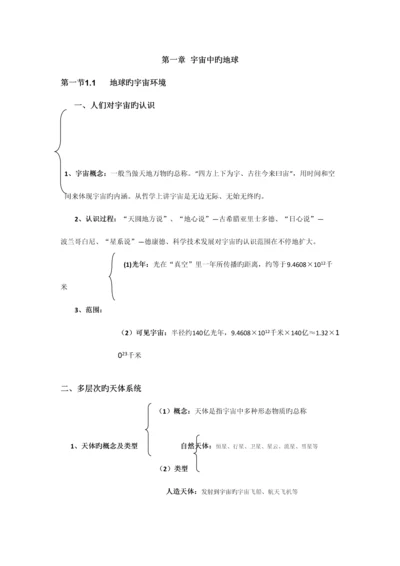 2023年高一地理必修一宇宙中的地球知识点总结详细版.docx