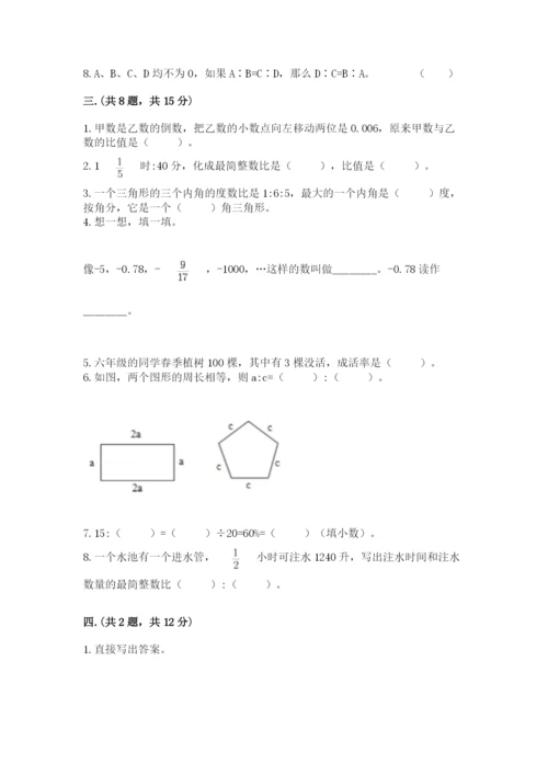 小学六年级升初中模拟试卷含答案【达标题】.docx