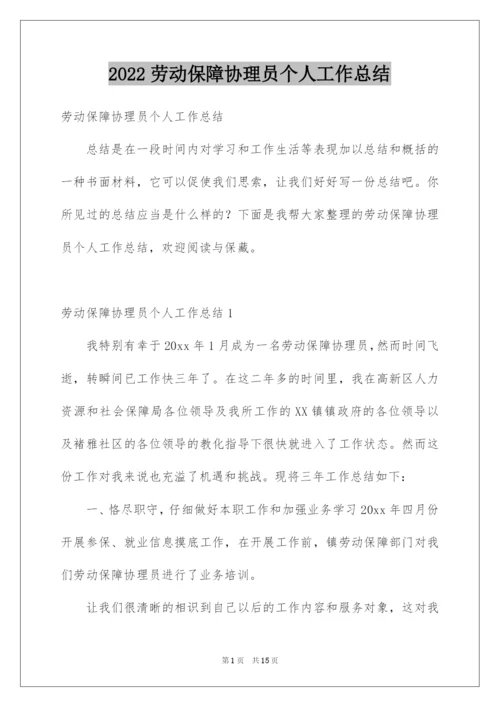 2022劳动保障协理员个人工作总结.docx