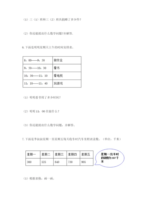 小学三年级数学应用题50道及参考答案（精练）.docx