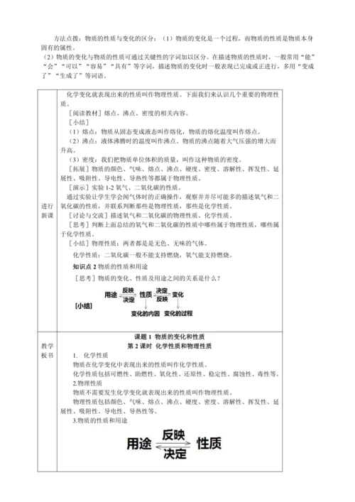 【核心素养·情景教学】2024年人教版化学九年级上册 1.1.2 化学性质和物理性质 教案