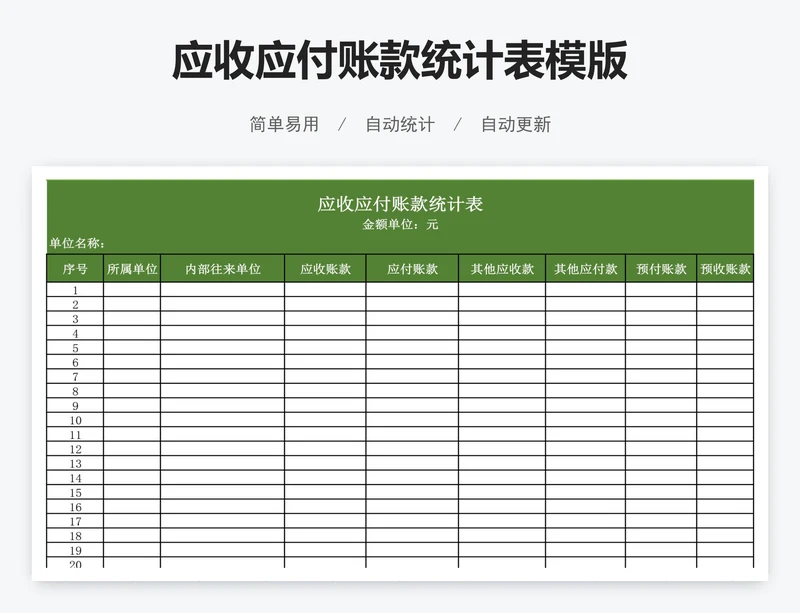 应收应付账款统计表模版