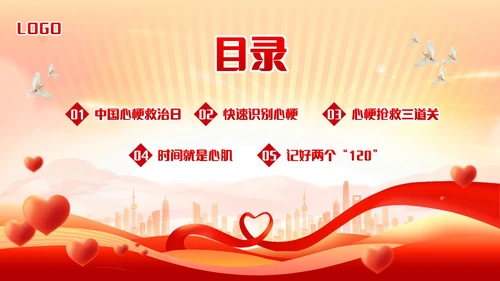红色简约中国1120心梗救治日PPT模板宣传PPT动态PPT..