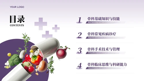 紫色商务风骨科医师规培报告PPT模板