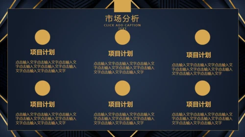 商业项目计划书深蓝色暗金通用PPT模板