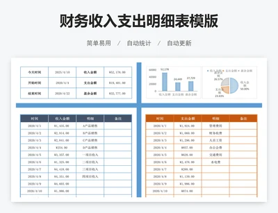 财务收入支出明细表模版