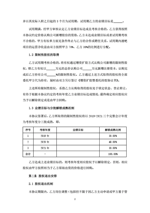 管理型合伙人持股协议