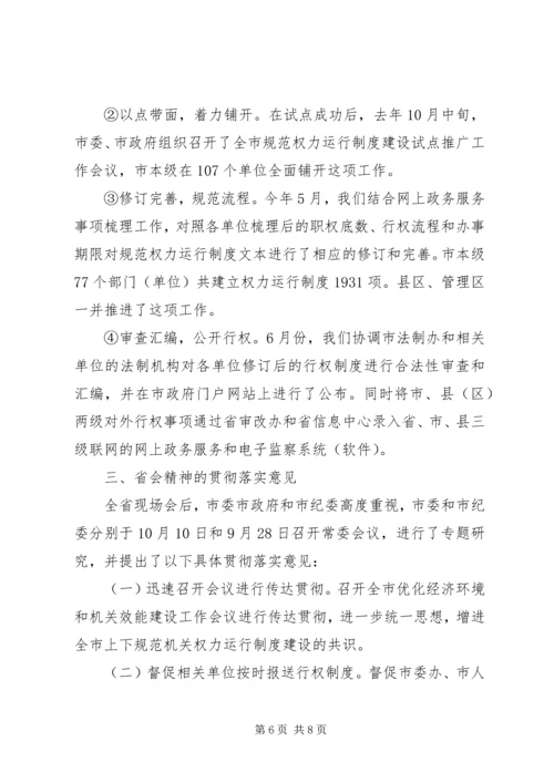 关于全省规范机关内部权力运行现场会议精神传达贯彻意见 (3).docx