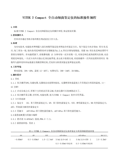 VITEK2Compact全自动细菌鉴定仪的操作规程