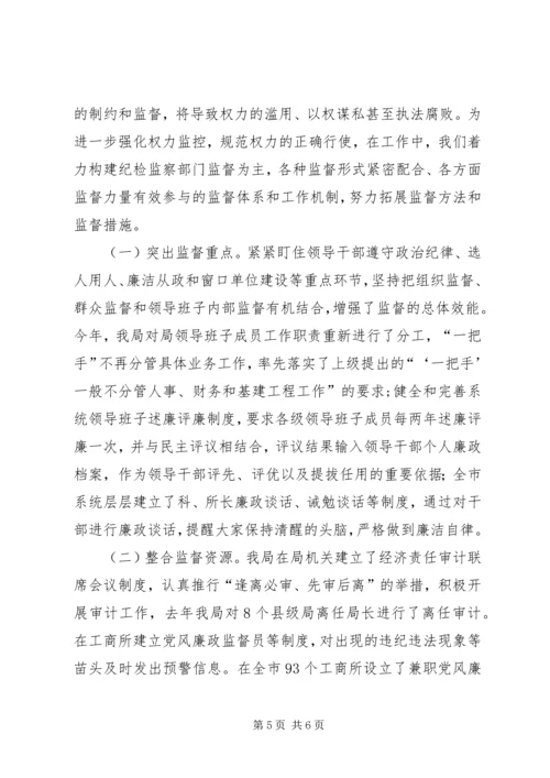 市工商局党风廉政建设申报材料.docx