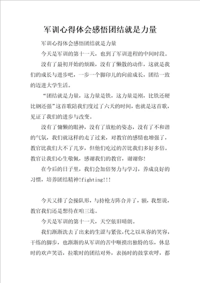 军训心得体会感悟团结就是力量