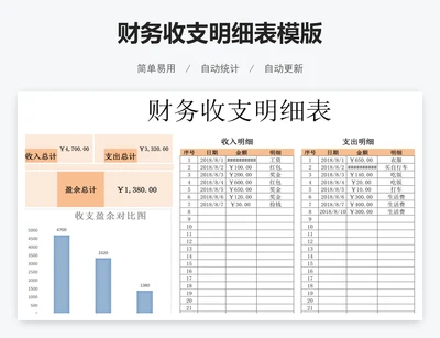 财务收支明细表模版