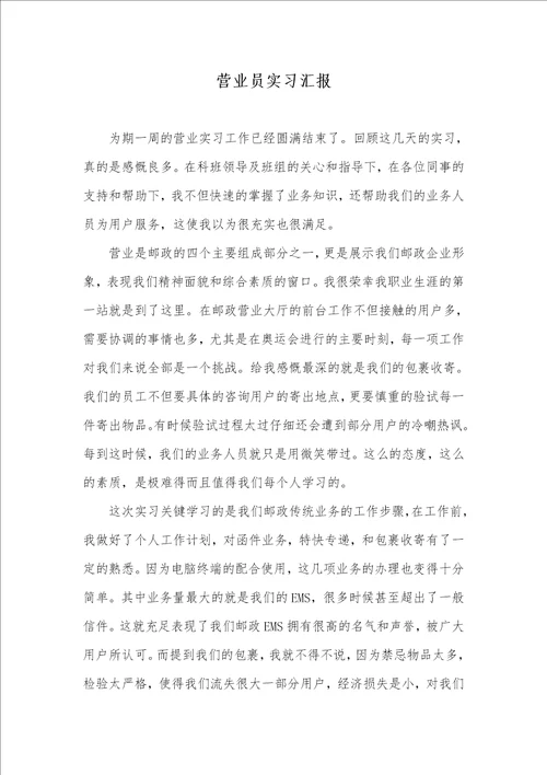 2021年营业员实习汇报