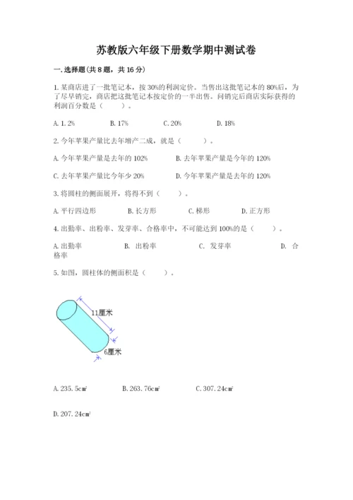 苏教版六年级下册数学期中测试卷附答案【巩固】.docx