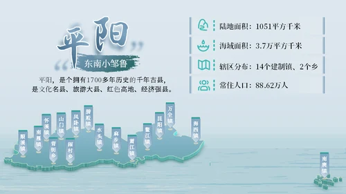 我的家乡山水画卷山海平阳通用PPT模板