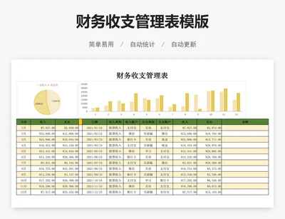 财务收支管理表模版