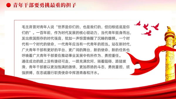 红色党建把担当作为青年干部的时代标签党课课件PPT