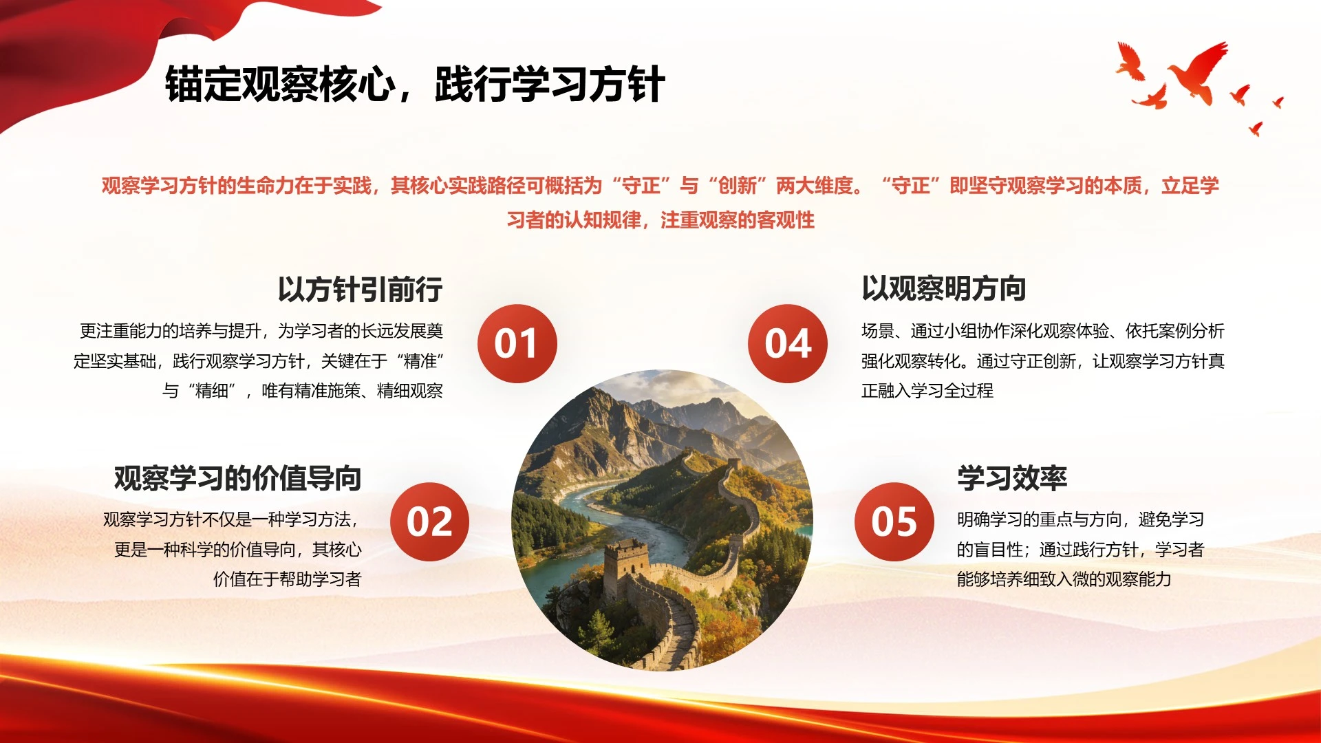 红色简约商务风工作汇报PPT单页
