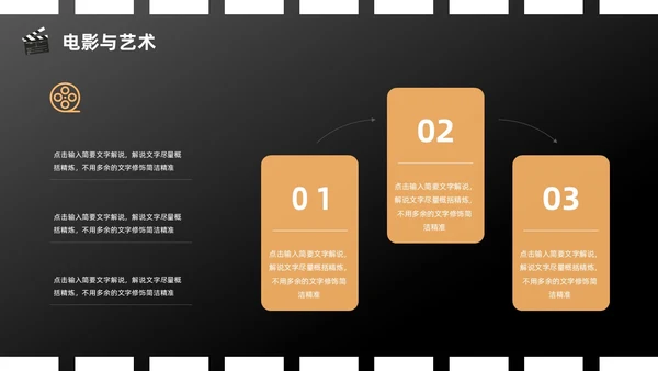 橙色黑色简约创意电影介绍PPT模板