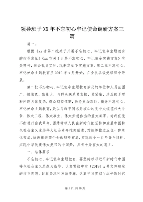 领导班子XX年不忘初心牢记使命调研方案三篇.docx