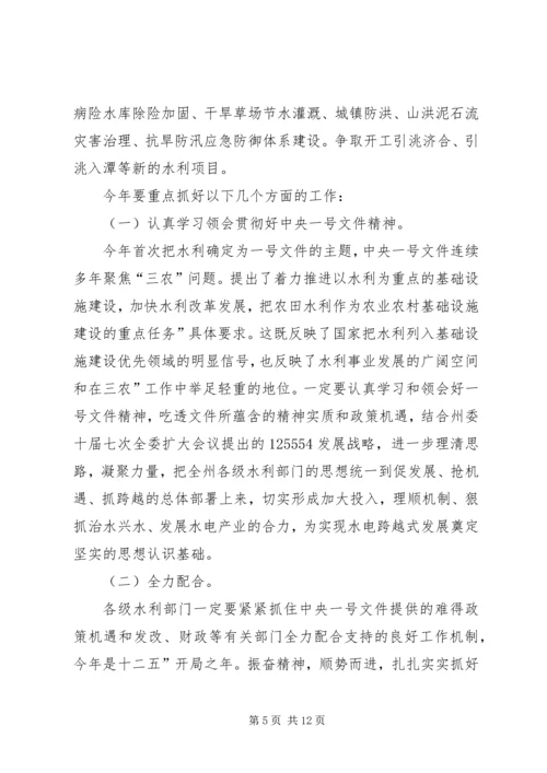 副州长在水务水电专题会发言稿.docx