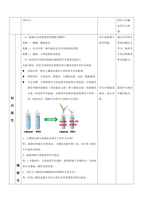 【大单元教学】人教版（2024）生物七下 3.1.2植株的生长（第二课时）教学设计